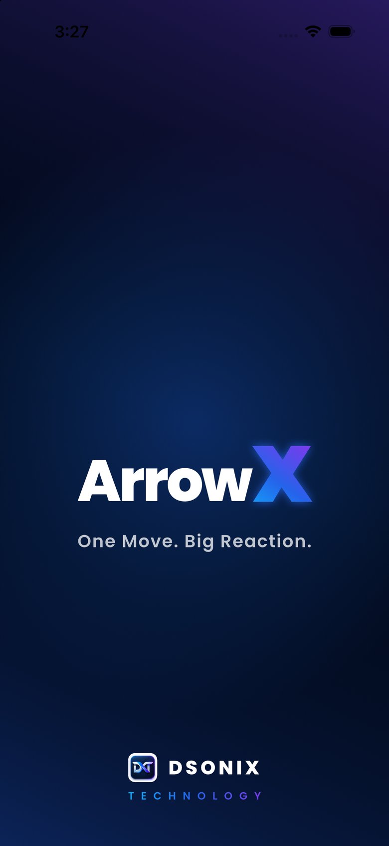 The ArrowX title screen